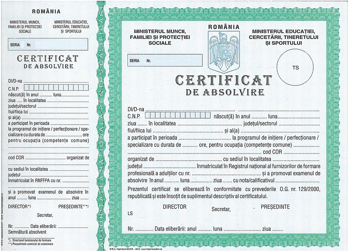 certificat de absolvire